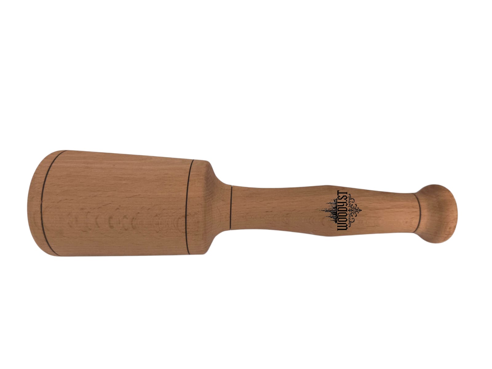 Woody.st Gürgen Ağacından Ahşap Tokmak – 25 cm Uzunluk, Ergonomik Tornada İşlenmiş