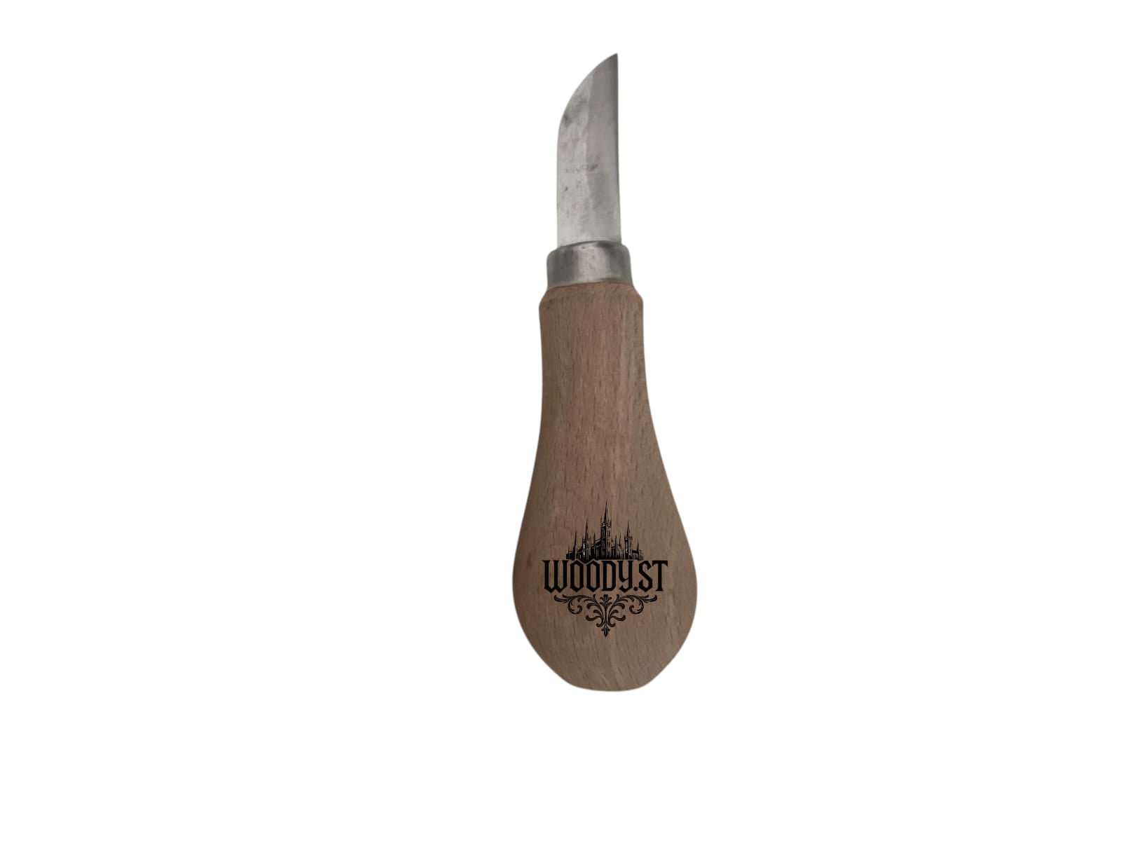 Woody.st Armut Saplı El Yapımı Dövme Çelik Sivri Yontma Bıçağı | 19 cm Ahşap Oyma Bıçağı