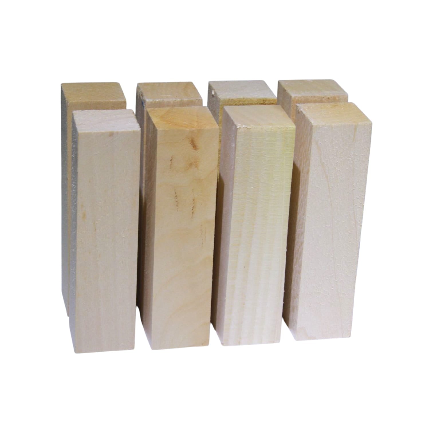 Woody.st 8’li Küçük Ihlamur Ahşap Oyma Blok Seti – 2,5×2,5×10 cm Ahşap Blok